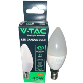 V-TAC E14 LED GYERTYA IZZÓ 4,5W, 470 LUMEN 3000K