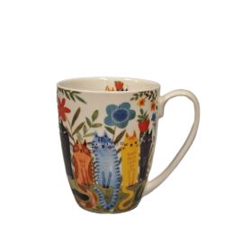 Bögre 360 ml cicák kertben