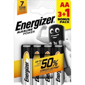   Energizer Alkaline Power AA LR6 1,5 V tartós alkáli elem 3+1 db.